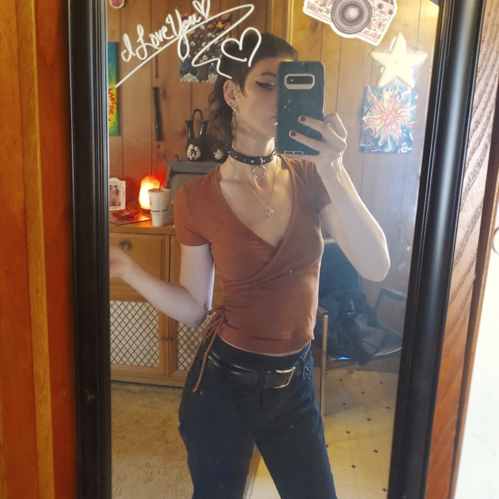 Comfy orange crossover crop top